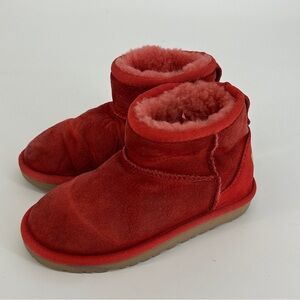 RARE UGG Girl’s Classic Mini Ankle Boots Christmas Red Mineral Suede, size 13